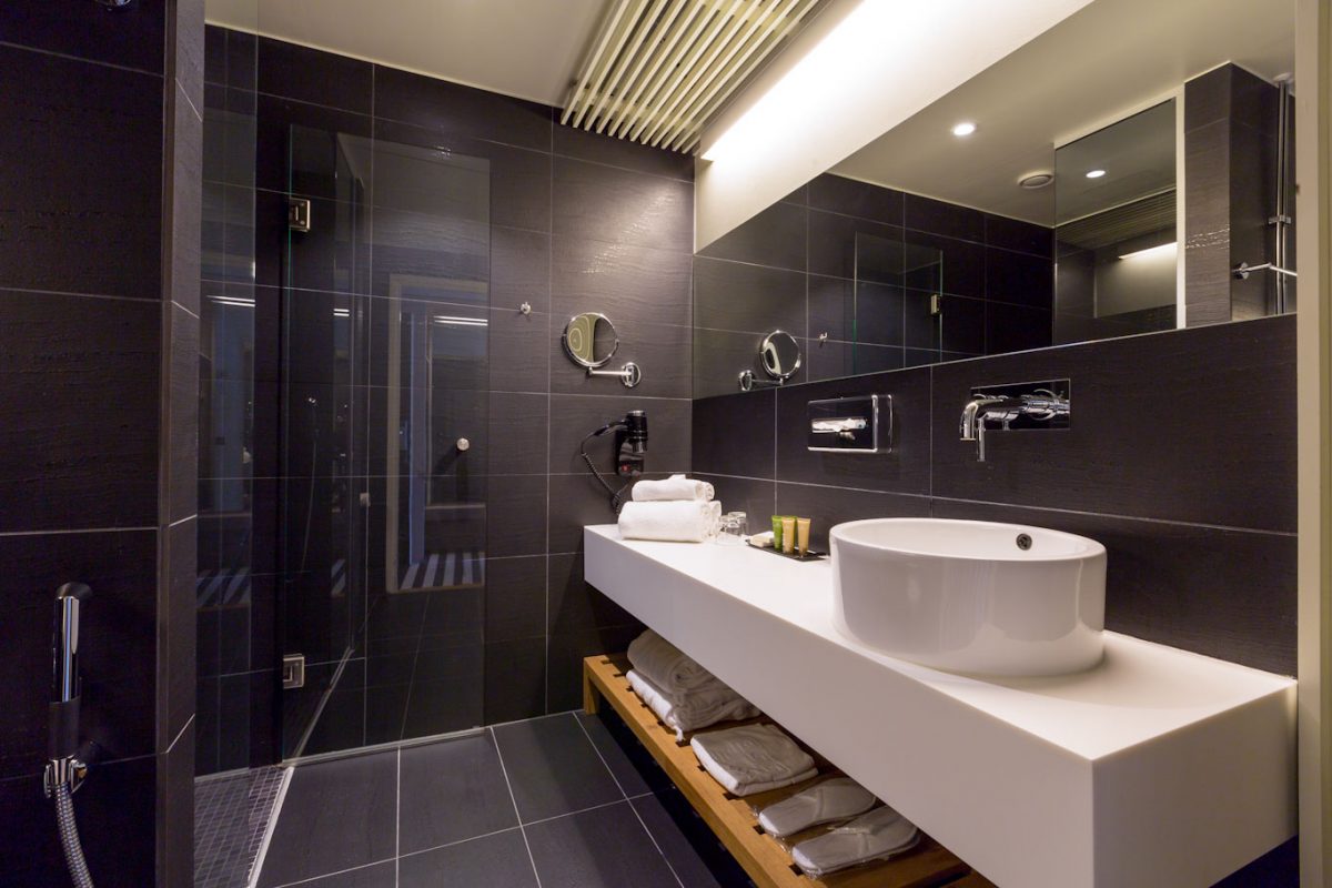 A bathroom at the Hedon Spa and Hotel, Parnu, Estonia