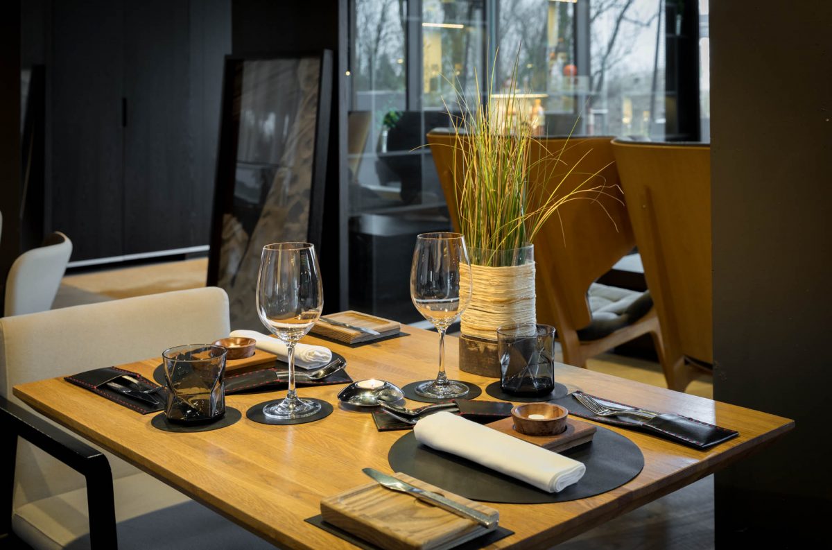 Table for two at Akord restaurant, Hedon Spa and Hotel, Parnu, Estonia