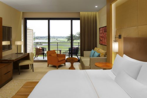 A deluxe bedroom at The Westin Resort Golf and Spa, Abu Dhabi