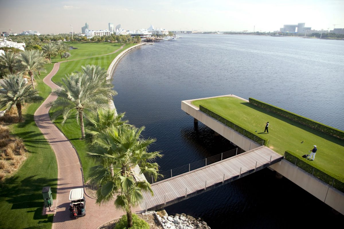 The sixth tee at Dubai Creek golf Club