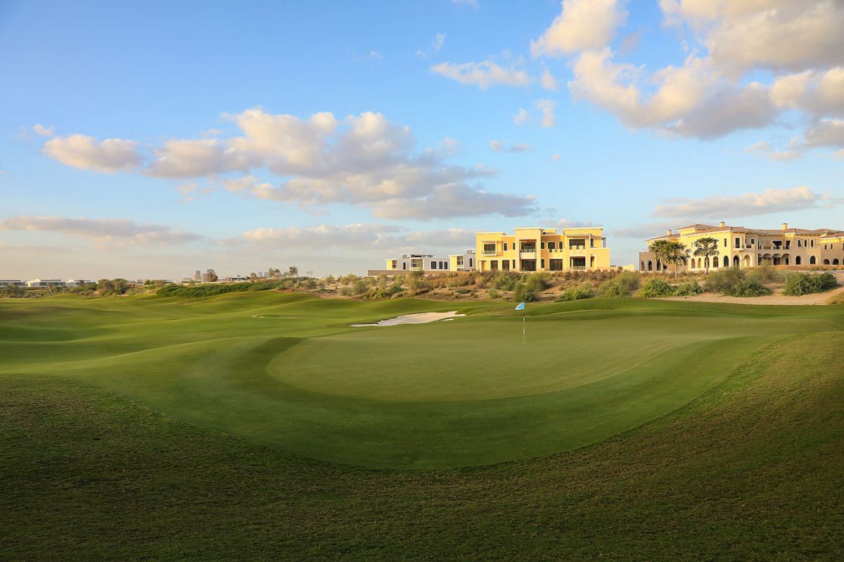 On the green at Dubai Hills Golf Club