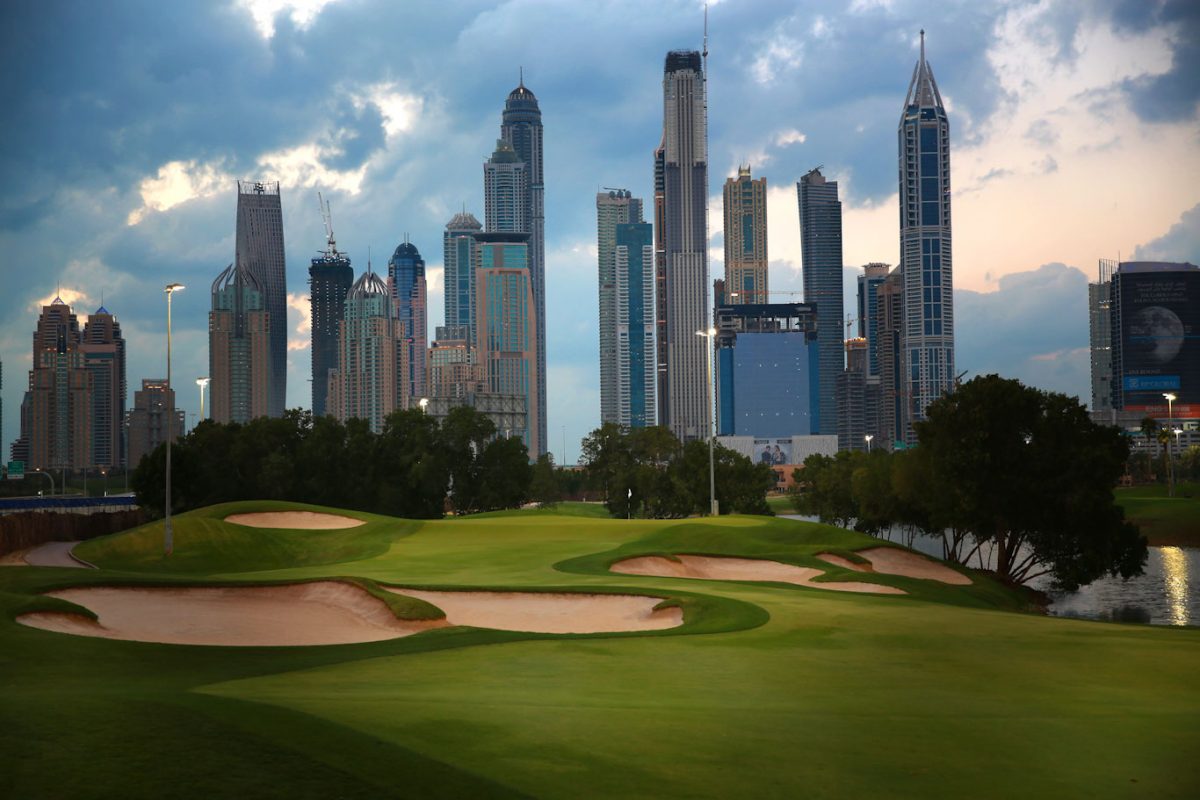 Dusk falls on the Faldo course at Emirates Golf Club, Dubai