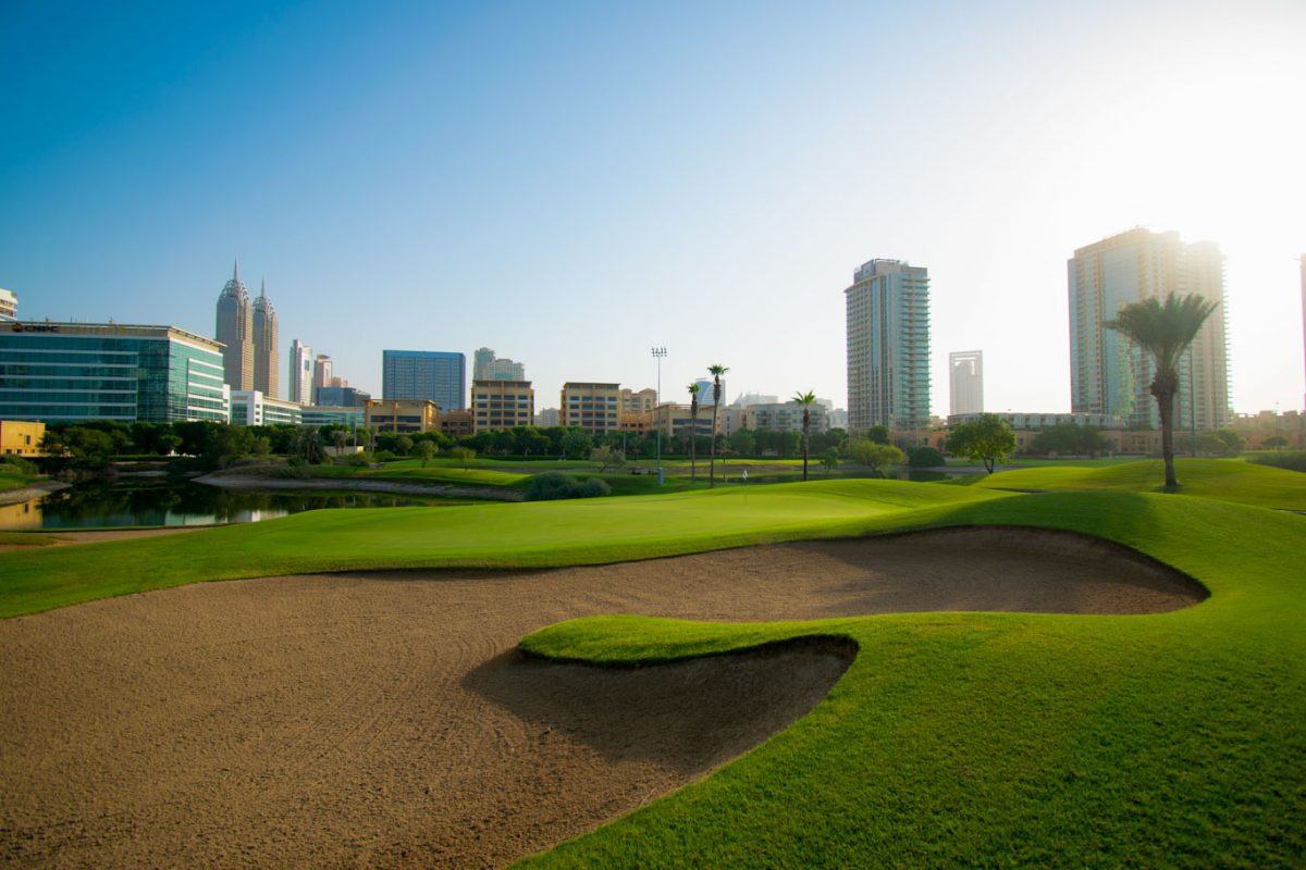 The green is ready and waiting on the Faldo course at Emirates Golf Club, Dubai