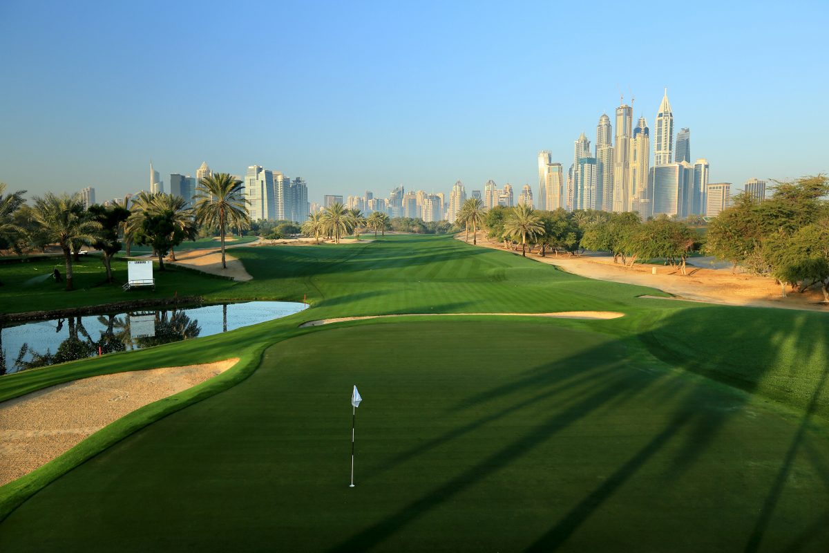 Looking down the fairway at Abu Dhabi Golf Club