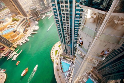 Aerial view of the InterContinental Hotel, Dubai Marina