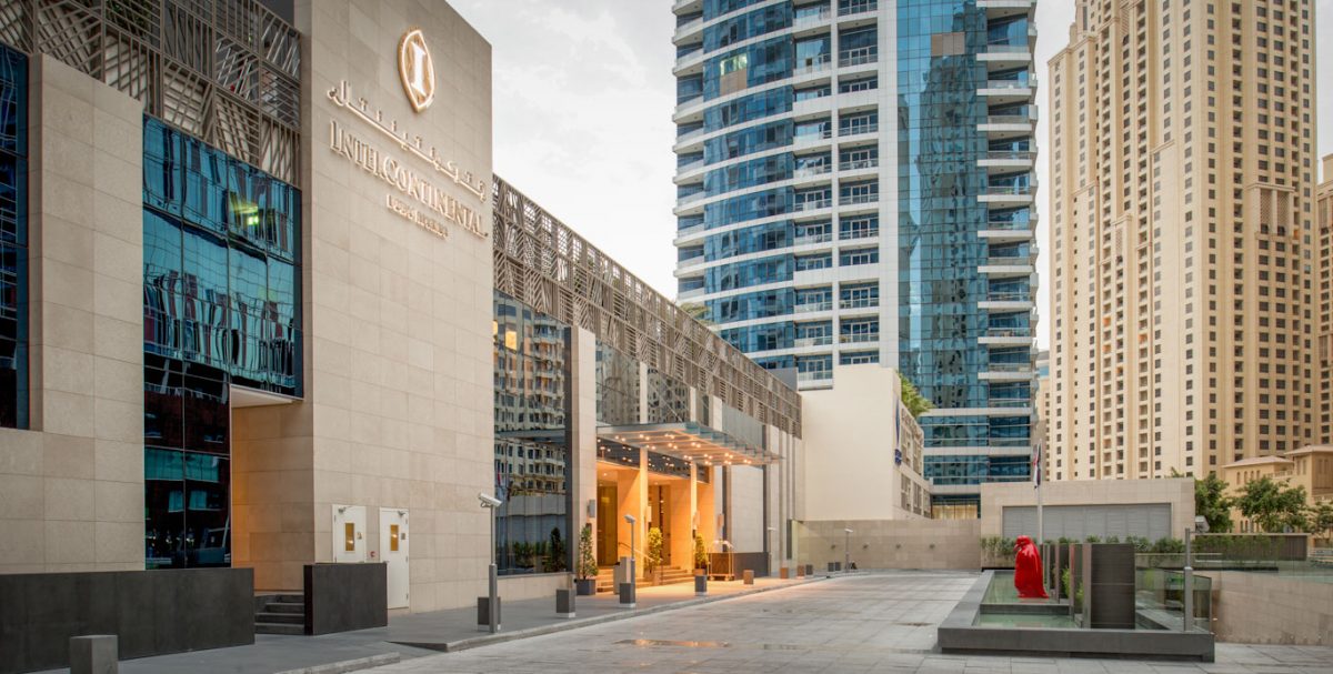 The entrance to the InterContinental Hotel, Dubai Marina