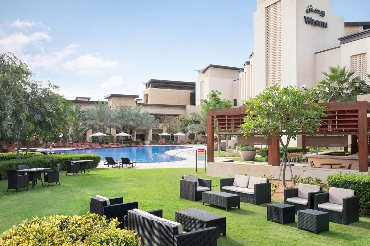 The pool garden at The Westin Resort Golf and Spa, Abu Dhabi