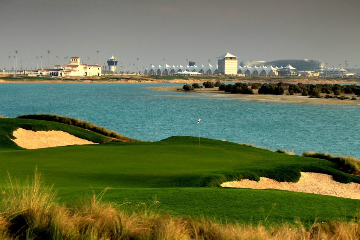 View behind the third hole at Yas Links, Abu Dhabi