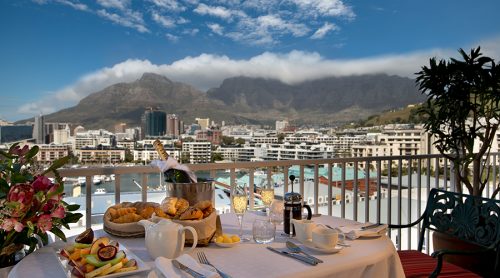 Breakfast on the balcony at The Commodore Hotel, Cape Town, South Africa
