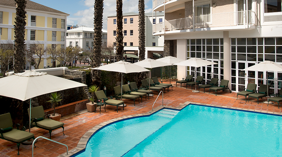 The outdoor swimming pool at The Commodore Hotel, Cape Town, South Africa