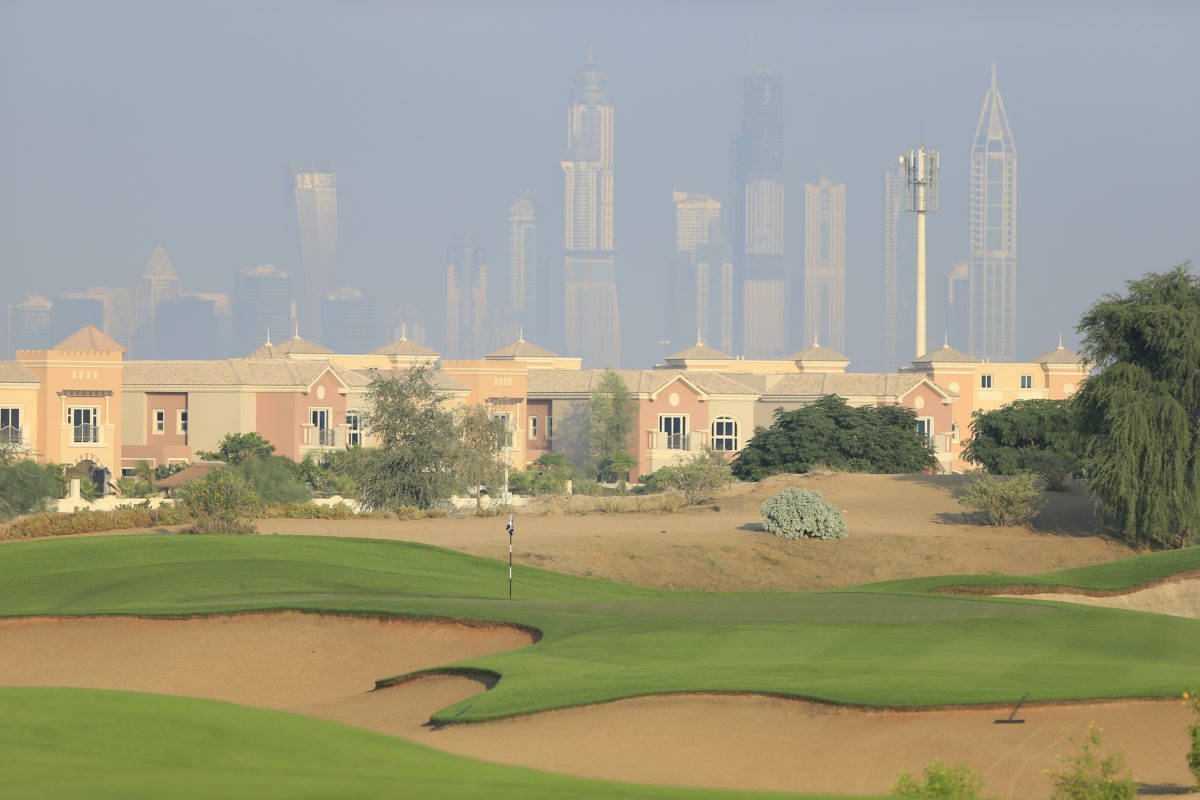 Stunning backdrop to The Els Club, Dubai