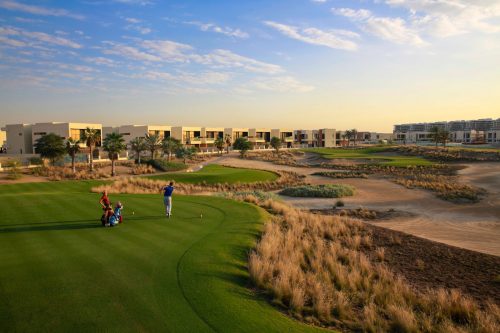 Teeing off at Trump International Golf Club, Dubai