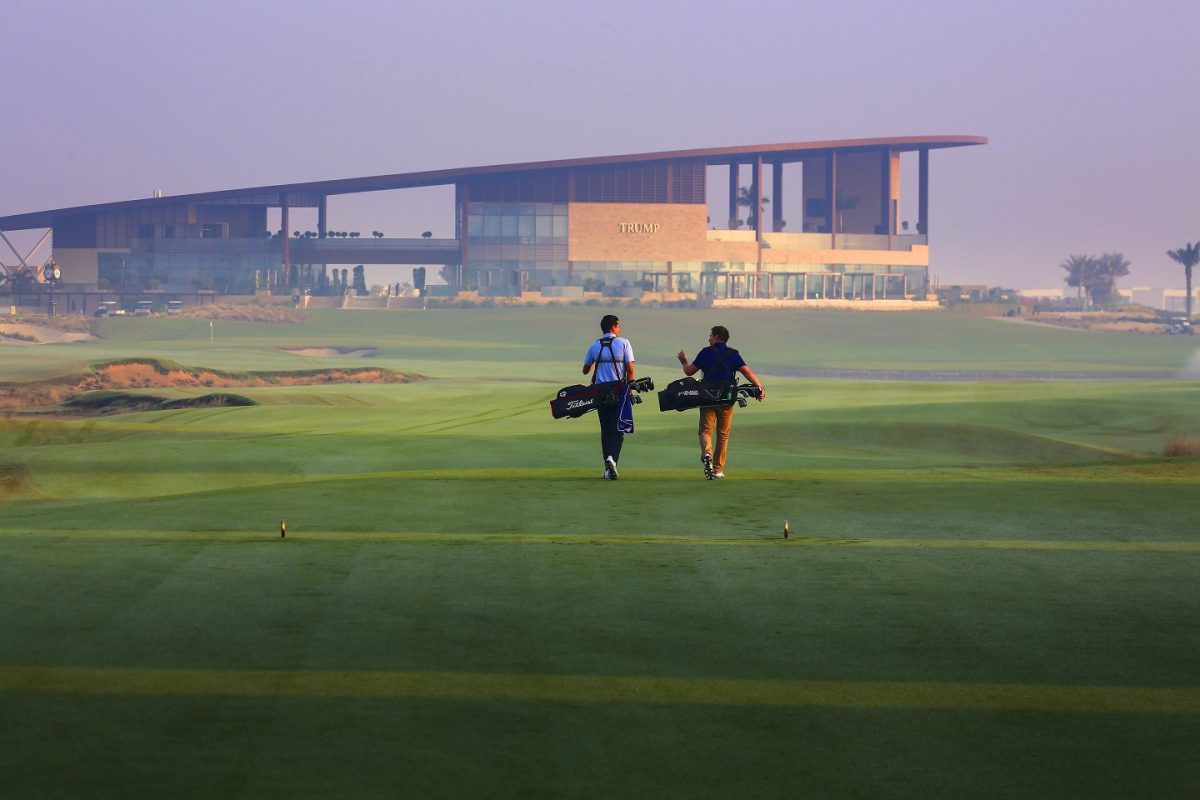 On the last hole at Trump International Golf Club, Dubai