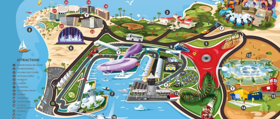 A treasure map of Yas Island, Abu Dhabi