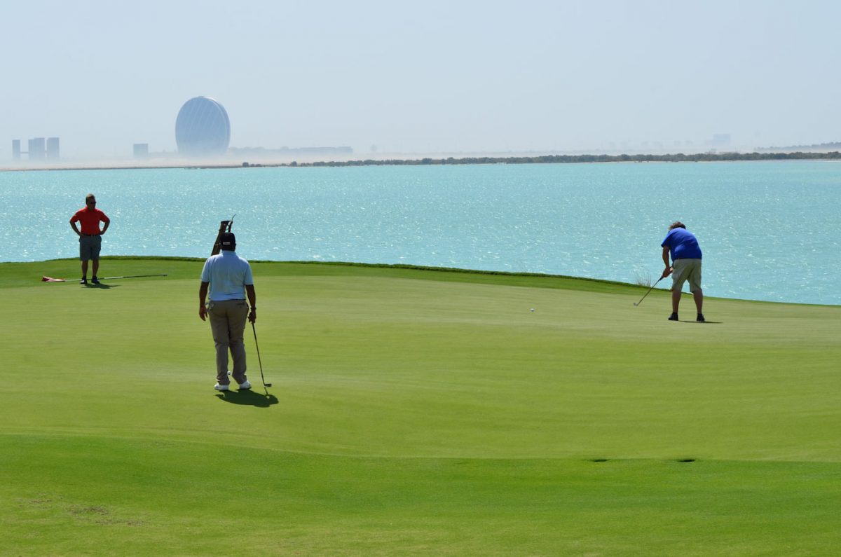 On the green at Yas Links, Abu Dhabi