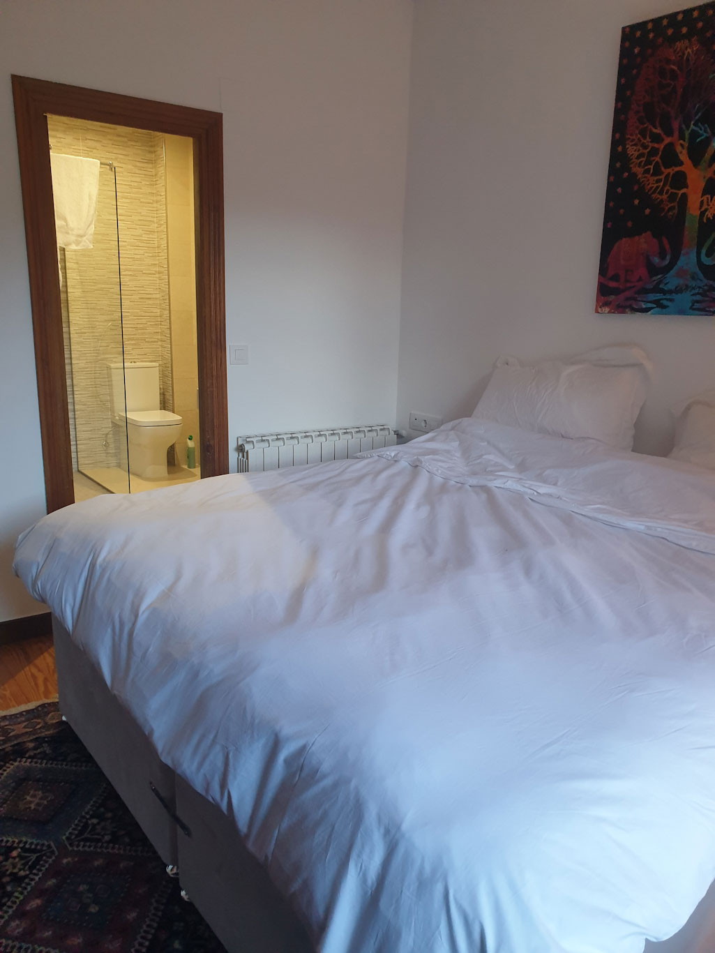 A bedroom at Casa Agara accommodation, near Bilbao, Spain