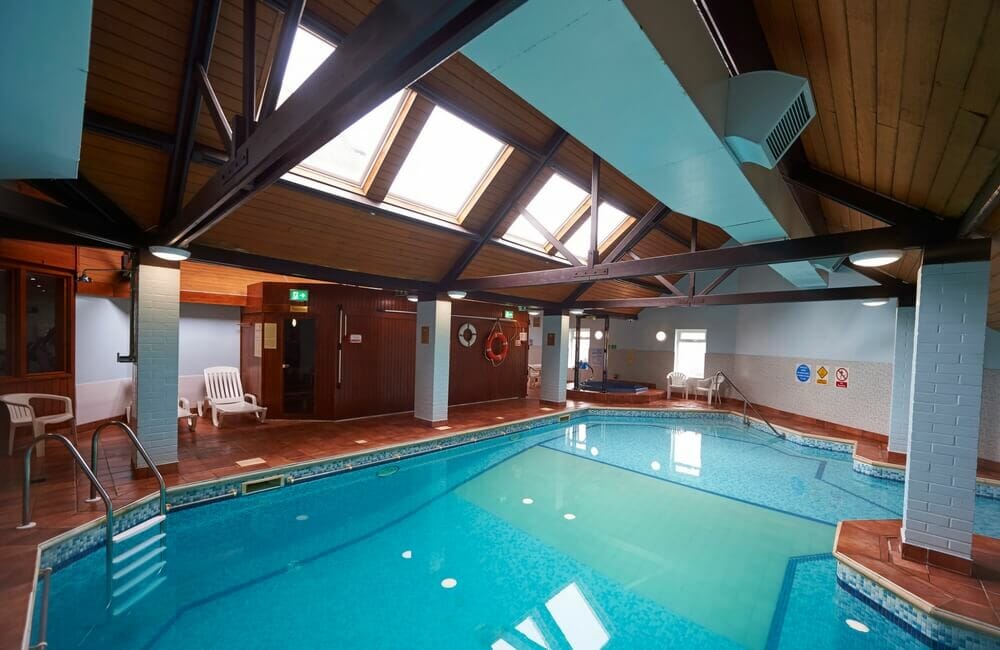 The indoor swimming pool at The Cooden Beach Hotel, Bexhill-on-Sea, England