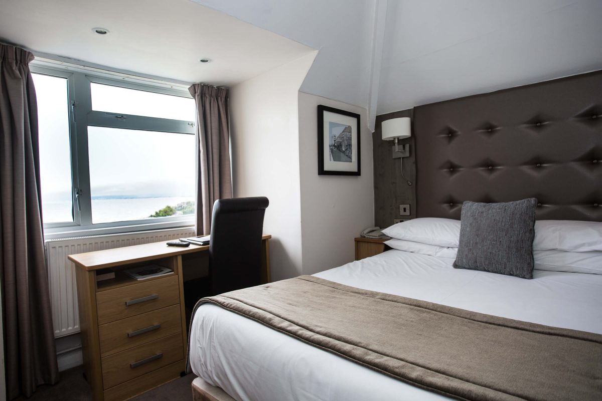 A double bedroom with seaview at The Cooden Beach Hotel, Bexhill-on-Sea, England