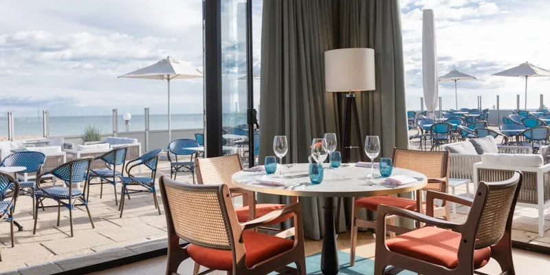 Cooden Beach restaurant at the lovely hotel, Bexhill-on-Sea, England. Golf Planet Holidays