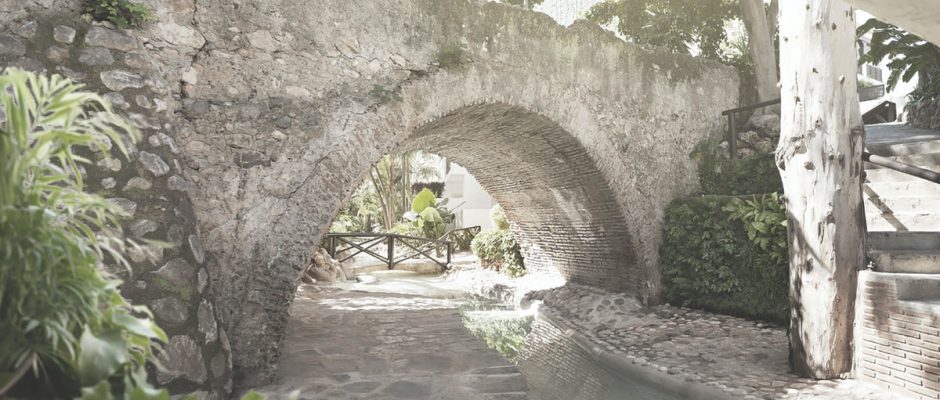 Bridge and streams at Puento Romano Beach Resort, Marbella, Spain