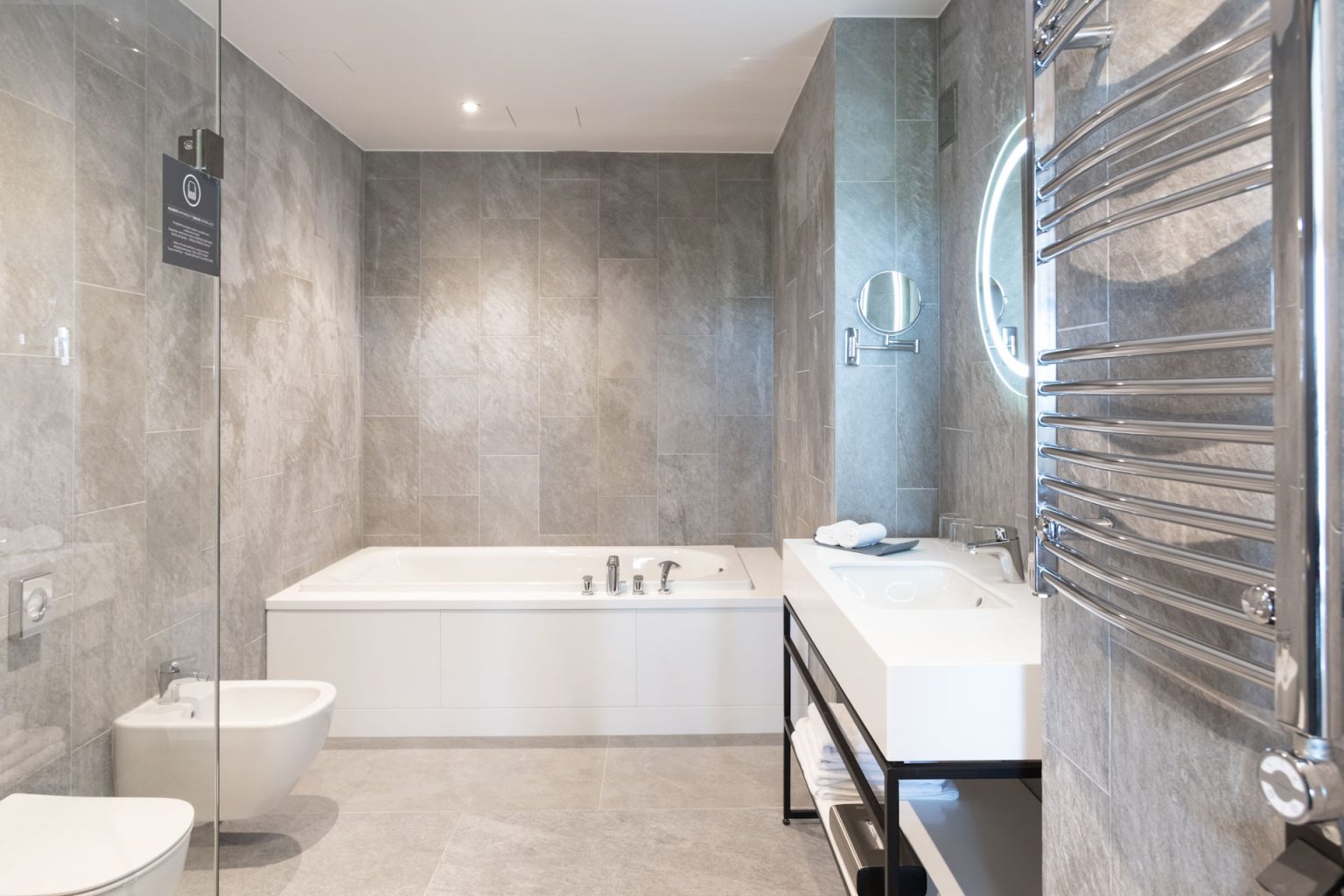 A bathroom at Vilnius Grand Resort, Lithuania. Golf Planet Holidays