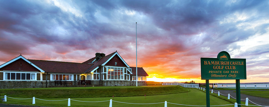 The clubhouse at Bamburgh Castle Golf Club, Northumberland, England