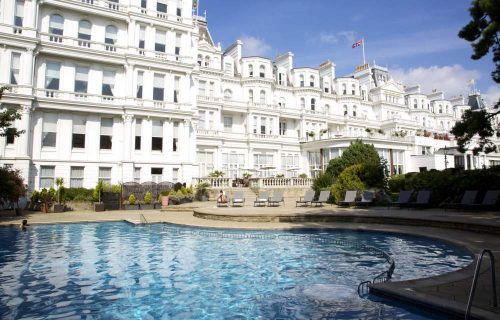 The majestic exterior of The Grand Hotel Eastbourne, England