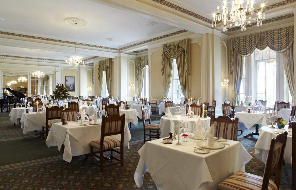 The dining and breakfast room at The Grand Hotel Eastbourne