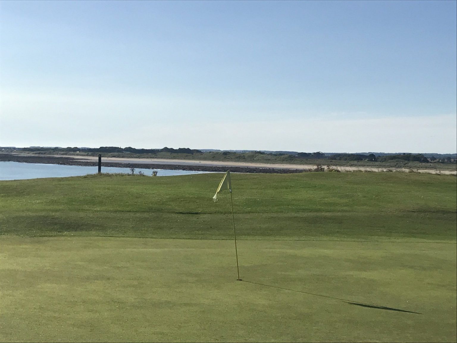 Immaculate green at Seahouses Golf Club, Northumberland, England