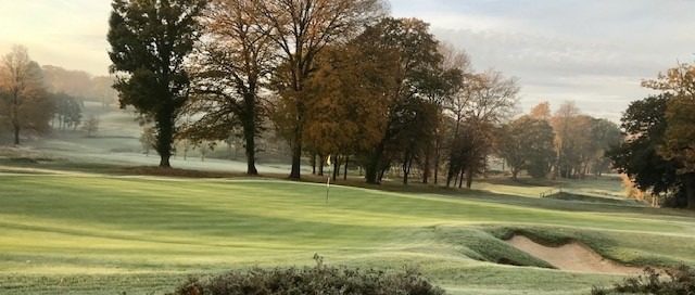 Morning mist over Stoneham Golf Club, Hampshire, England