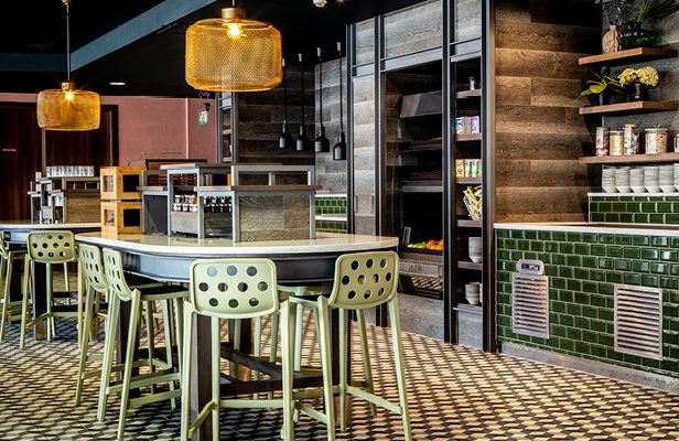 The trendy breakfast room at The Bliss Hotel, Southport, England