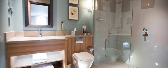 The bathrooms at The Warwickshire Golf and Country Club, England, are step free with large walk in showers