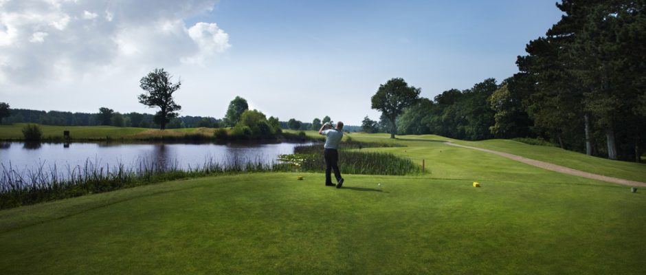 Driving from the tee on the Earl's course,The Warwickshire Golf Club, England