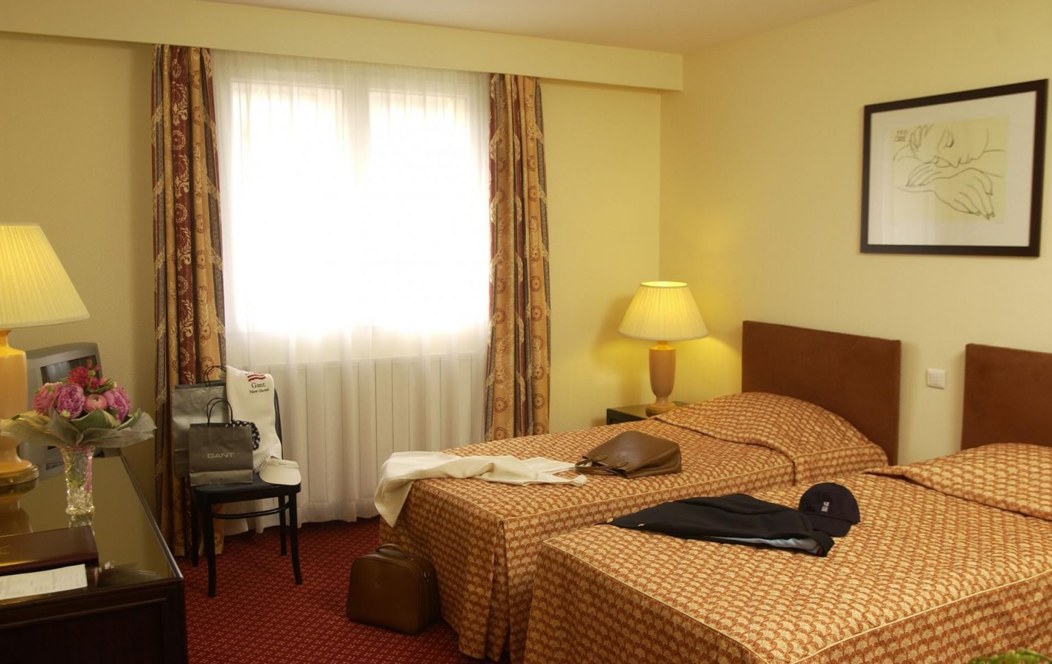 A twin bedroom at Le Bristol, Le Touquet, Northern France
