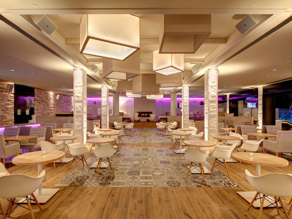 Modern attractive bar at Amare Beach Hotel Marbella, Costa del Sol, Spain