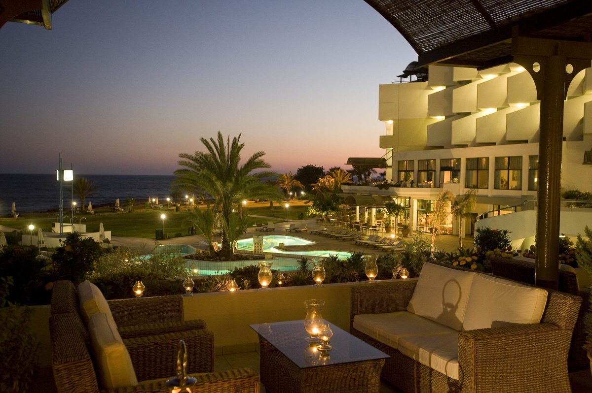 Sunset falls at Constantinou Bros Athena Royal Beach hotel Paphos
