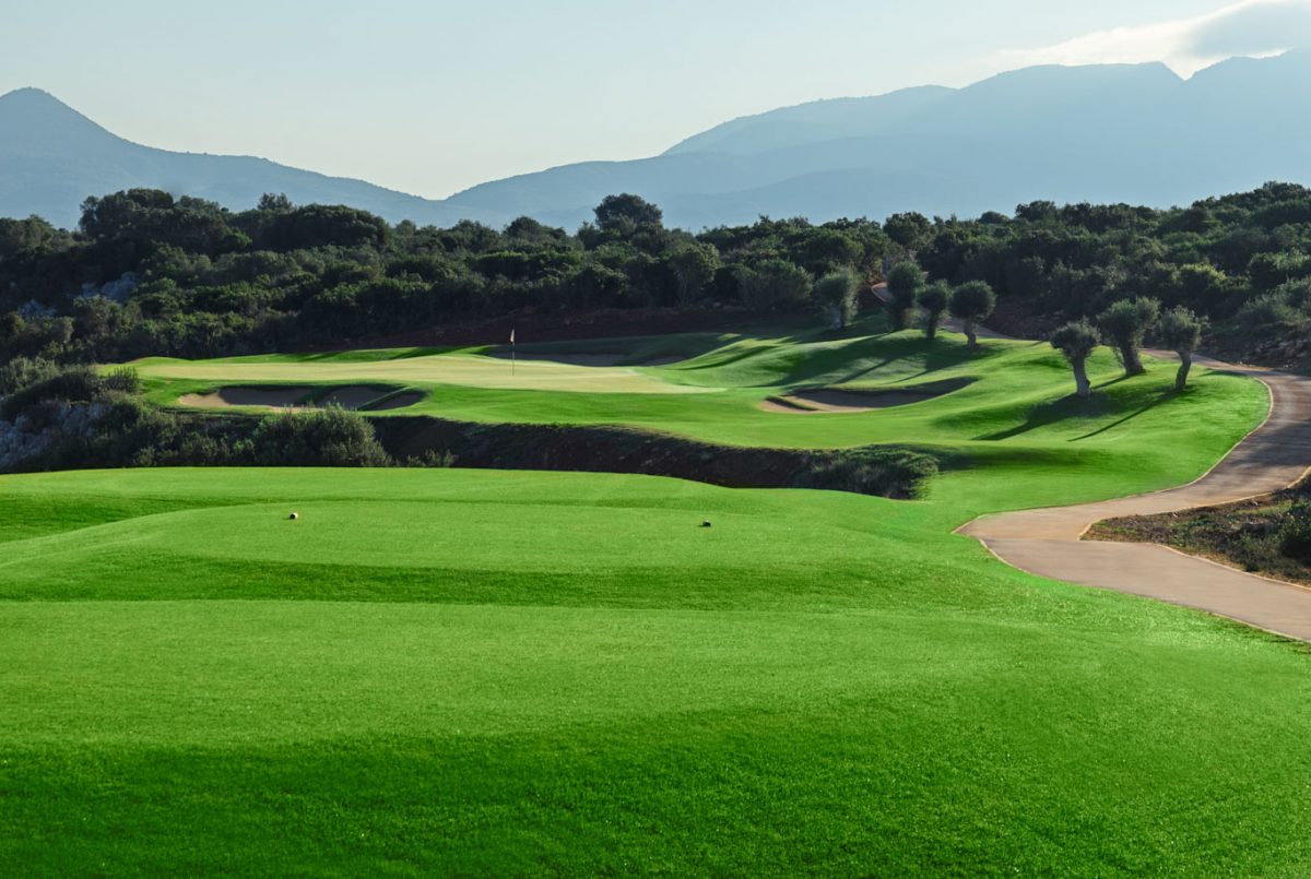 Tee off on a par three at the International Olympic Academy Course, Costa Navarino, Greece