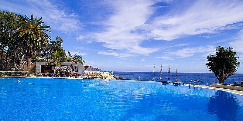 Swim overlooking the ocean at Pestana Casino Park hotel Madeira