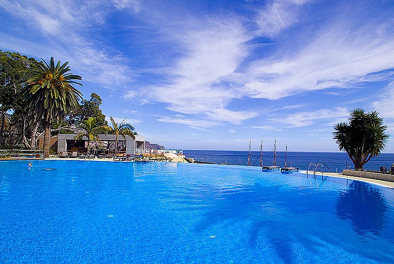 Swim overlooking the ocean at Pestana Casino Park hotel Madeira