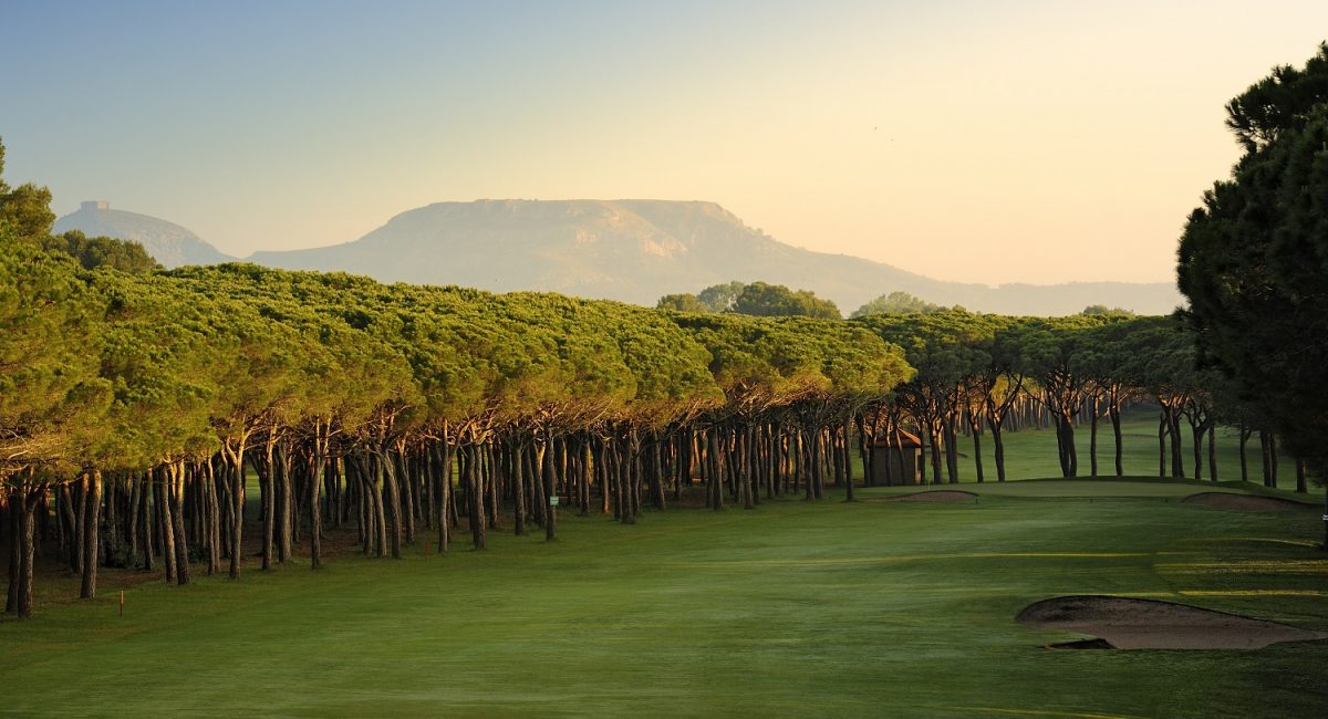Mountains overlook Pals Golf Club, Costa Brava, Spain