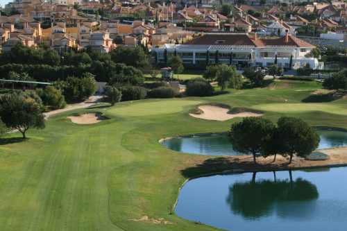 Tricky approach to the green at Altorreal Golf, Murcia, Spain.