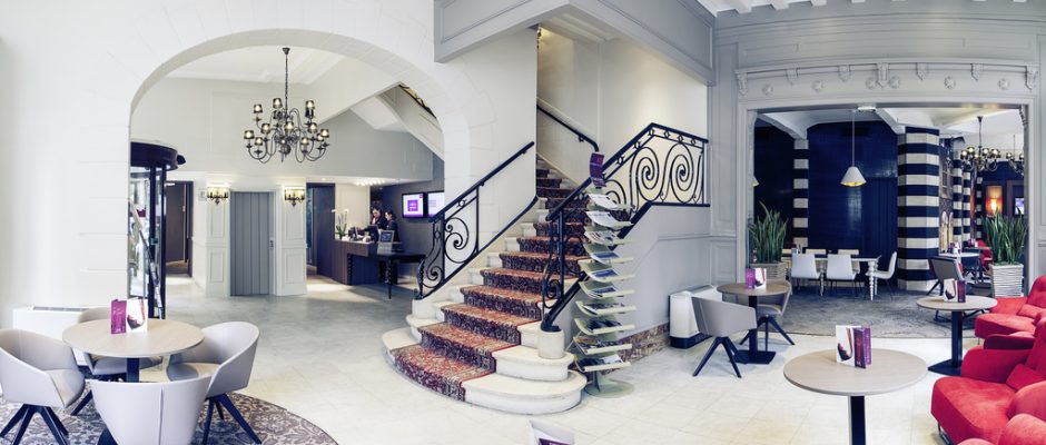 The majestic lobby of the Mercure Lille Centre Grand Place, Northern France