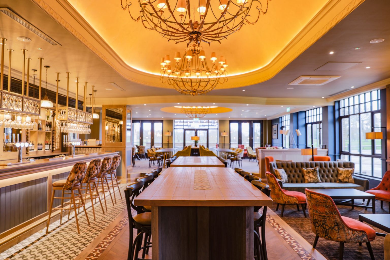 The bar and restaurant at Belton Woods Hotel and Golf Resort, Lincolnshire, England