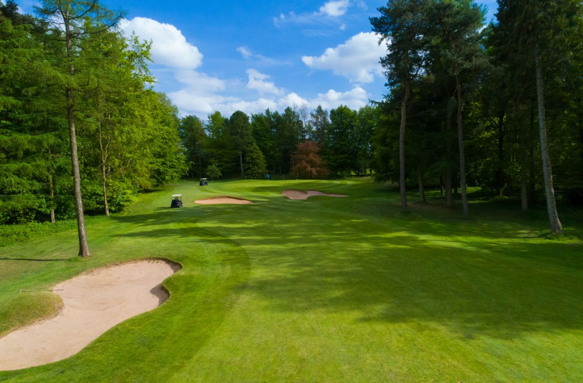 On the fairway at Forest Pines golf course, Lincolnshire, England