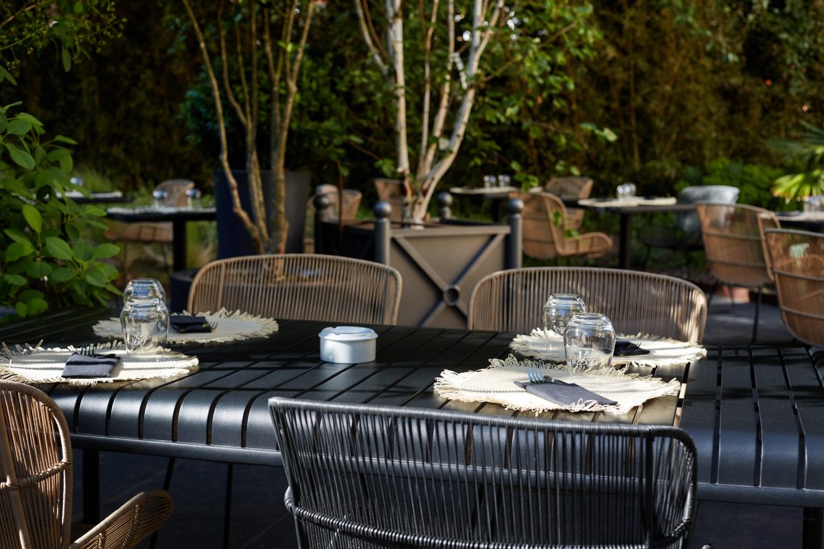Outdoor dining at Le Grand Hotel, Le Touquet, Northern France