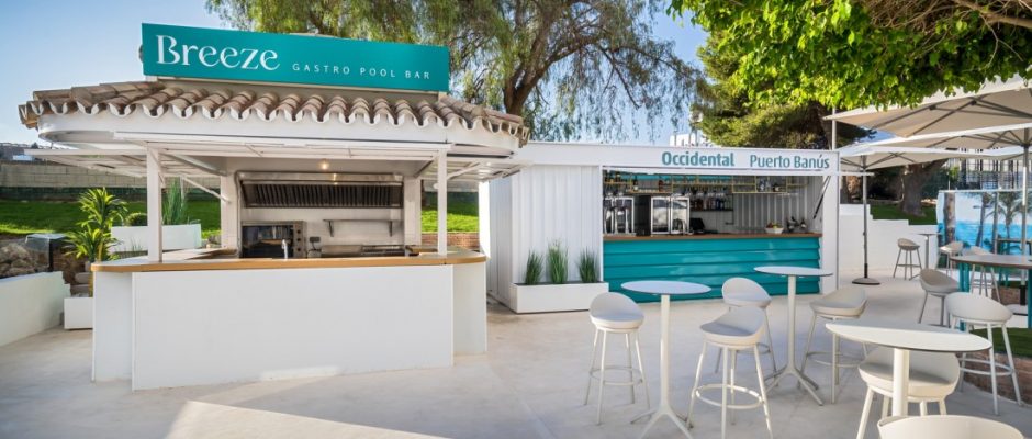 The pool bar at Barcelo Occidental Banus, Puerto Banus, Costa del Sol, Spain