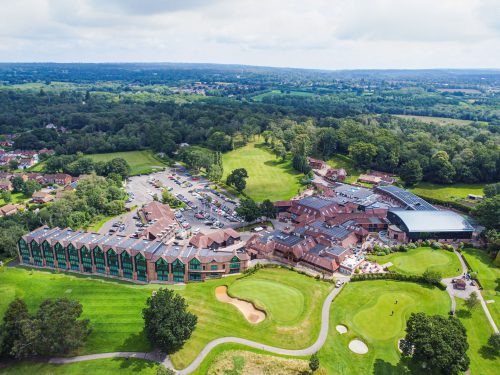 Aerial view of Old Thorns Hotel and Resort, Hampshire, England