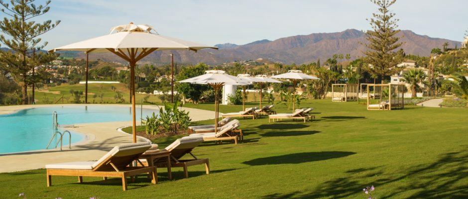 Lounge by the pool at La Zambra, Mijas, Costa del Sol, Spain. Golf Planet Holidays
