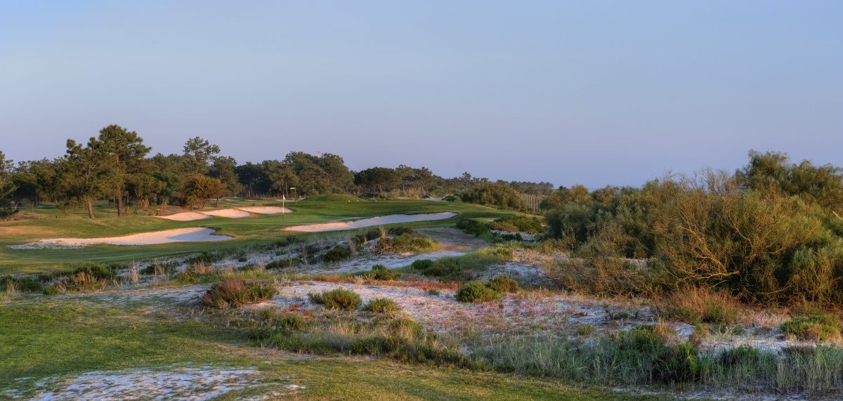 Approaching the 17th green at Troia Golf, near Lisbon. Portugal. Golf Planet Holidays.