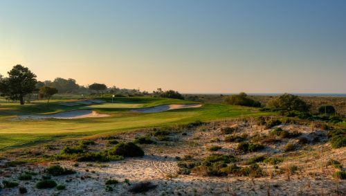 The 17th green at Troia Golf, near Lisbon. Portugal. Golf Planet Holidays.